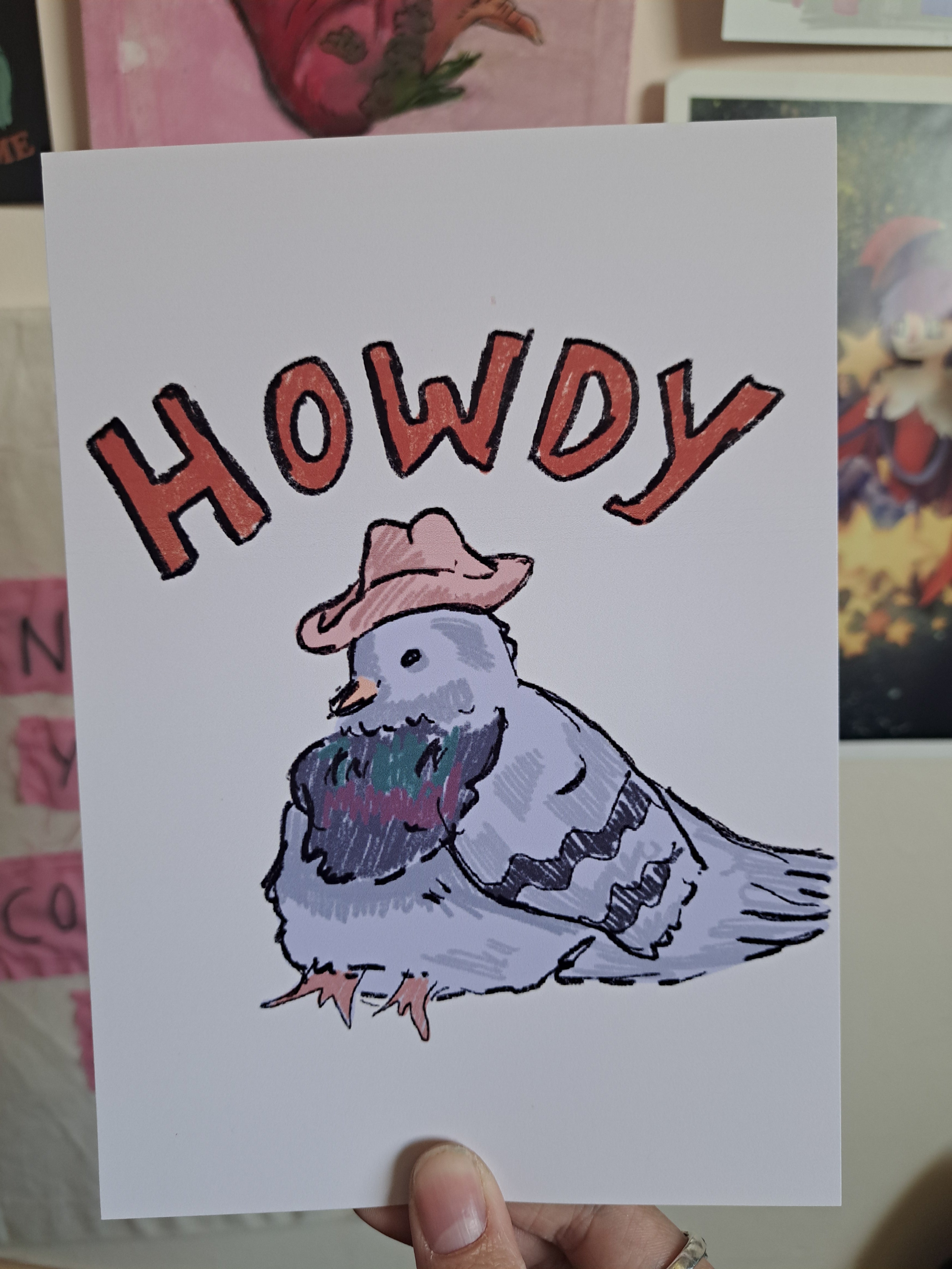 Howdy pigeon print