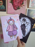Pink and Black Clowns prints
